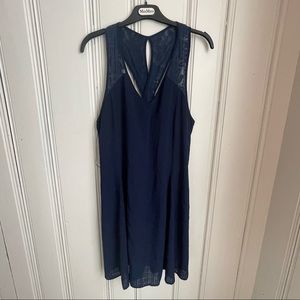 Cross Back Navy Swing Dress